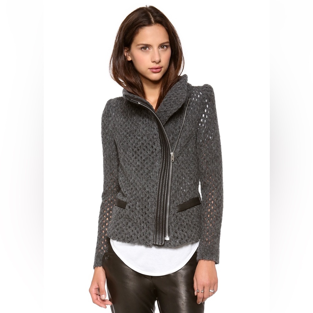IRO Noa open knit moto jacket